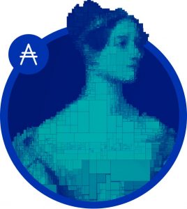 Cardano ADA-logo blå officiel Ada Lovelace computerprogrammerer